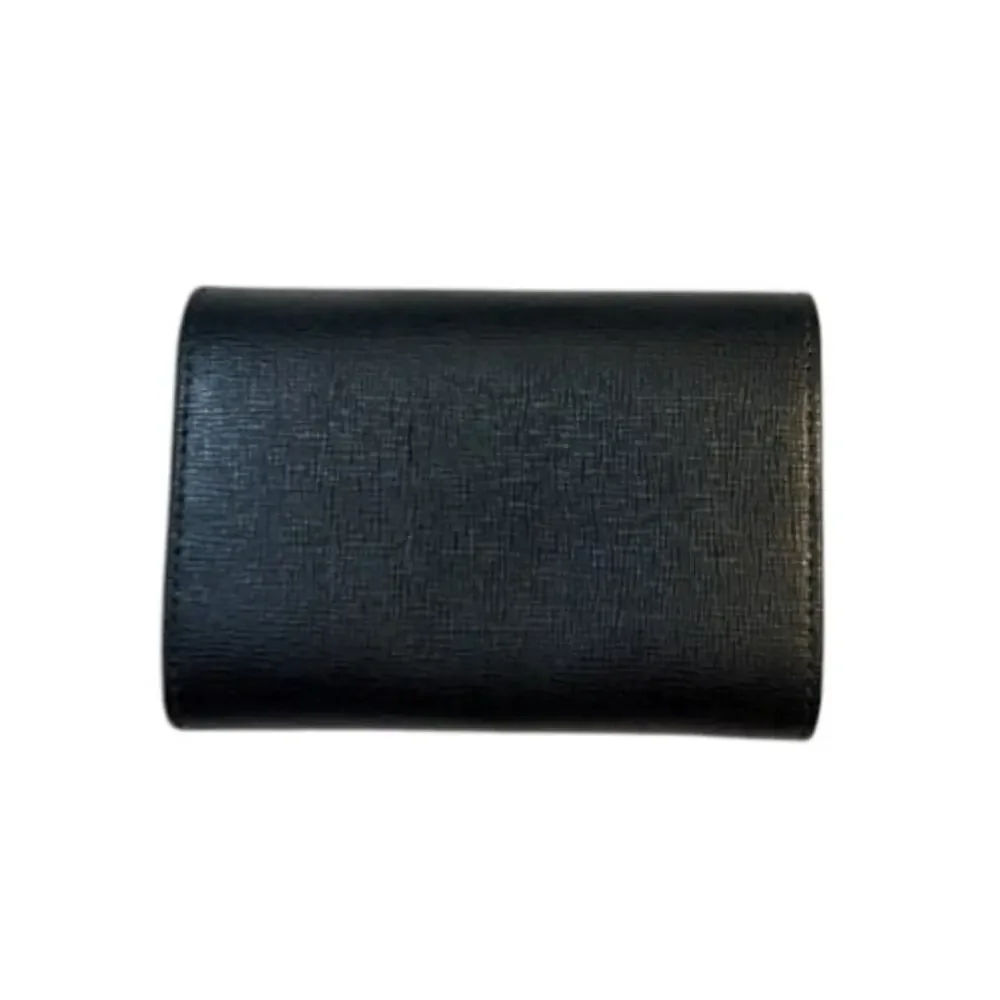 Furla Babylon Black Leather Accordion Card Case Wallet Expandable